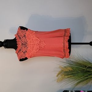 Rachel Rust Sleeveless Top with Appliqued Trim and Chest (small)